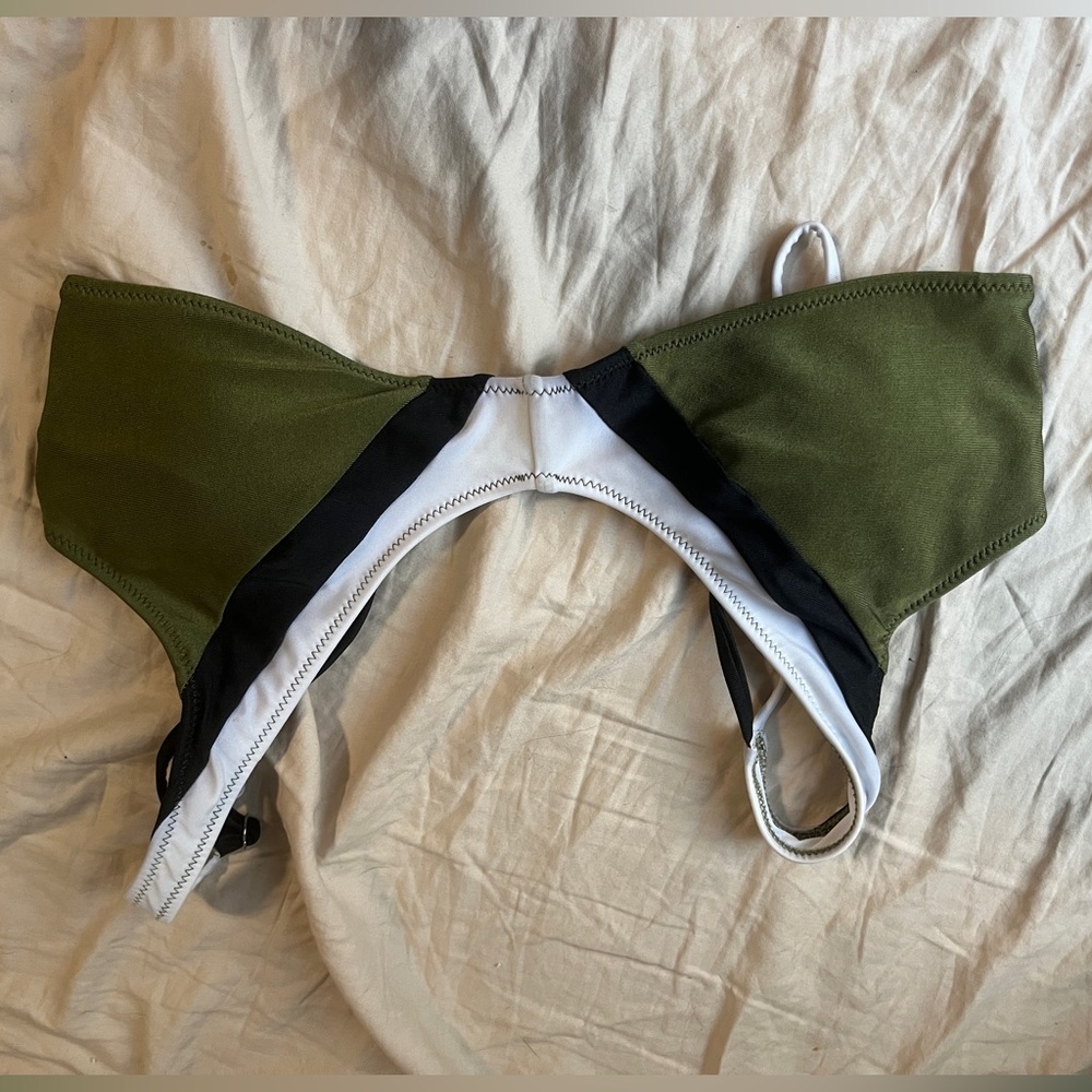 Black white and green bikini top